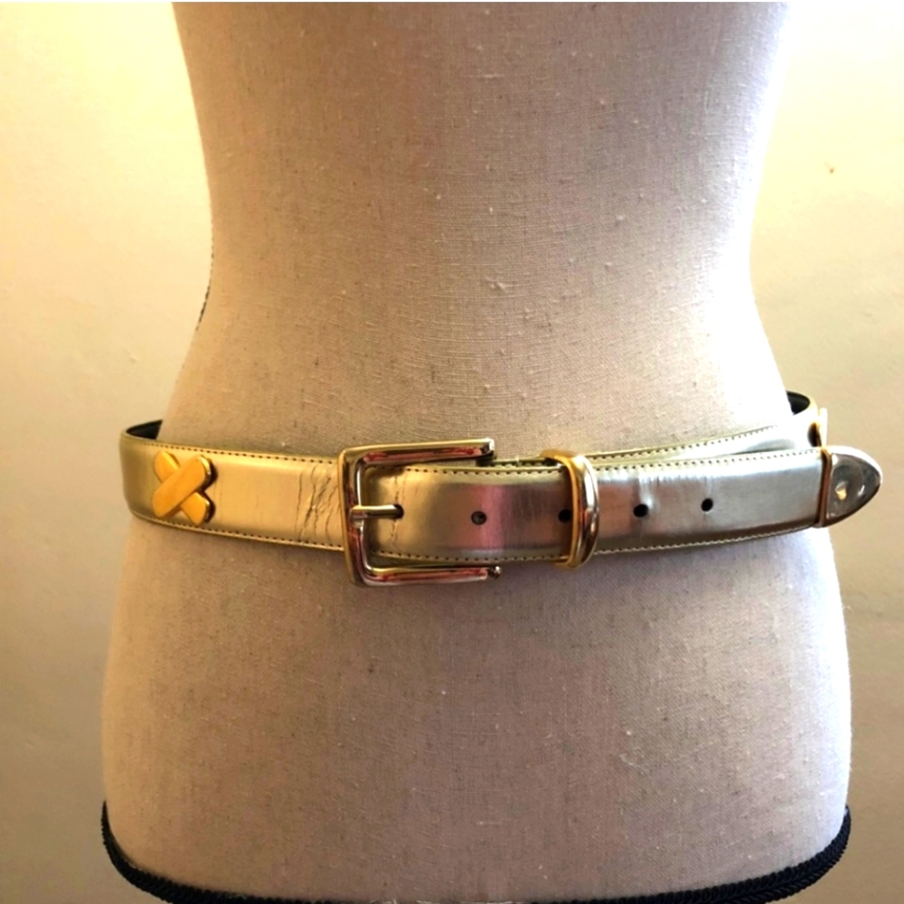Leather Belt R.O.C. Vintage Gold Tone